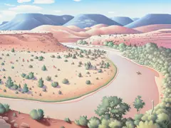 Roger Medearis, Rio Chama, Near Taos, New Mexico, 1986, oil on canvas laid on board