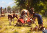 Don Oelze, Kids, Colts and Copper Kettles, 2021, oil on canvas