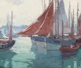 Harbor Rest by Edgar Alwin Payne, oil on canvas, sold Jul 2021