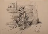 Frederic Remington, Old Timer, 1888, pen and ink on paper