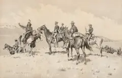 Frederic Remington, The Borderland of the Other Tribe (ca. 1897), ink wash on paper en grisaille
