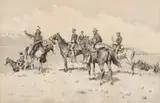 Frederic Remington, The Borderland of the Other Tribe (ca. 1897), ink wash on paper en grisaille