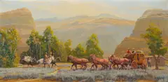 James Kenneth Ralston, Six-horse Stage at the Beaverhead Crossing, 1941, oil on canvas