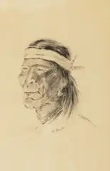 Apache Head Study by Frederic Remington, pencil on paper, sold Jul 2021