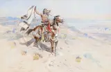 Indian on a Pinto by Charles Marion Russell, 1898, watercolor on paper, sold Jul 2021