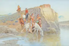 Olaf Carl Seltzer, The Scouting Party, watercolor and gouache on paper