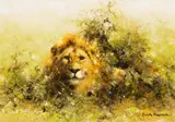 David Shepherd, Lion in the Bush, 1977, oil on canvas