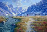 Randy Van Beek, Shoshone Elk Hunters of the Wind River Range, 2021, oil on canvas