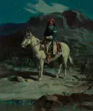 Olaf Wieghorst, Indian Scout, oil on board