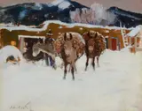 Laverne Nelson Black, Burros in Winter, Taos