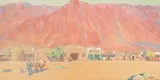 Maynard Dixon, Town and Cliffs, 1926, gouache on paper