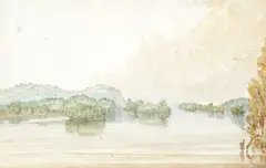 Seth Eastman, Near the Mouth of the Fever River, watercolor on paper