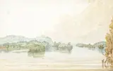 Seth Eastman, Near the Mouth of the Fever River, watercolor on paper