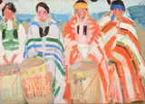 Leon Gaspard, Taos Drummers, oil on board