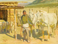 Robert Lougheed, Taos Friends, 1968, oil on board