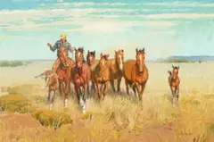 Robert Lougheed, Heading Home with the Strays, 1973, oil on board