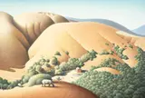 Roger Medearis, Summer Pastoral, 1984, acrylic on canvas stretched over board