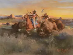 Edgar S. Paxson, Buffalo Hunt, 1906, gouache on paper