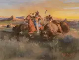 Edgar S. Paxson, Buffalo Hunt, 1906, gouache on paper