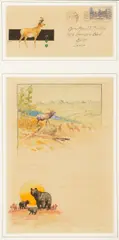 Olaf Carl Seltzer, Illustrated Letter & Envelope, 1934, watercolor and ink on paper