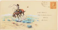 Olaf Carl Seltzer, Illustrated Envelope, 1927, watercolor on paper