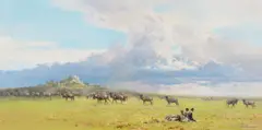 David Shepherd, Serengeti Skies, 1977, oil on canvas