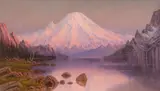 James E. Stuart, Sunset, Mt. Tacoma from Crater Lake, 1893, oil on canvas