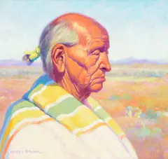 Chief Soaring Eagle by Henry Balink, oil on canvas, sold Jul 2019