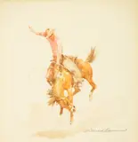 Bucking Horse with Rider by Edward Borein, watercolor on paper, sold Jul 2019