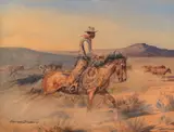 Edward Borein, Riding Herd, watercolor on paper