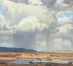 Desert Storm, Arizona by Carl Oscar Borg, oil on canvas, sold Jul 2019