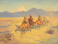 Return from the Hunt by Gordon Coutts, oil on canvas, sold Jul 2019