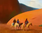 Gerard Curtis Delano, Centaurs of the Canyons, oil on canvas laid on board
