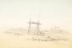 Seth Eastman, Burial Grounds [or] Indian Grave, 1848, watercolor and pencil on paper