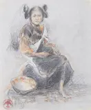 Maynard Dixon, Hopi Maiden, mixed media on paper
