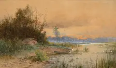 John Fery, Wisconsin Lake, watercolor on paper