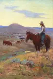 Elling William Gollings, Waiting on the Herd, 1918, oil on canvas