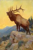 Philip Russell Goodwin, Bugling Elk, oil on canvas