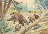 A Study for Between Two Fires by Philip Russell Goodwin, watercolor and gouache on paper, sold Jul 2019