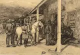 Alexander F. Harmer, The Greeting, watercolor on paper en grisaille