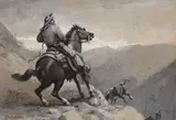 Alexander F. Harmer, Roping a Steer, gouache on paper en grisaille