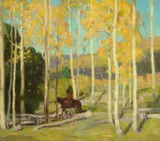 Amongst the Aspens by Ernest Martin Hennings, oil on canvas laid on board, sold Jul 2019