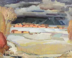William Victor Higgins, Taos in Winter, oil on canvas
