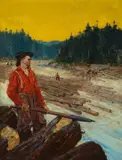 Frank B. Hoffman, The Log Drive, oil on canvas