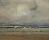 Seascape by Sydney Laurence, oil on canvas, sold Jul 2019