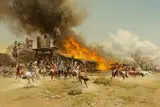 Frank McCarthy, Burning of the Relay Station, 1979, oil on board