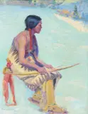 Bert Geer Phillips, The Rabbit Hunter, Winter, oil on board