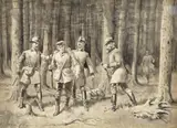 Frederic Remington, Arrest of a Poacher in the Forest ( circa 1892), ink wash & gouache on paper en grisaille