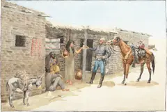 Frederic Remington, Gracias Señorita! May the Apaches Never Get You ( circa 1885), watercolor on paper