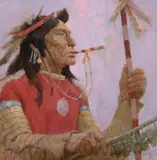 The Bone Whistle by Kenneth Riley, oil on board, sold Jul 2019